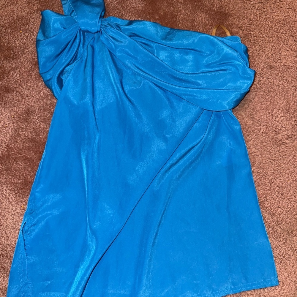 Baja East Vibrant Blue Asymmetrical Blouse